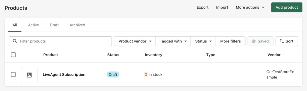 Sekcja Produkty w Shopify