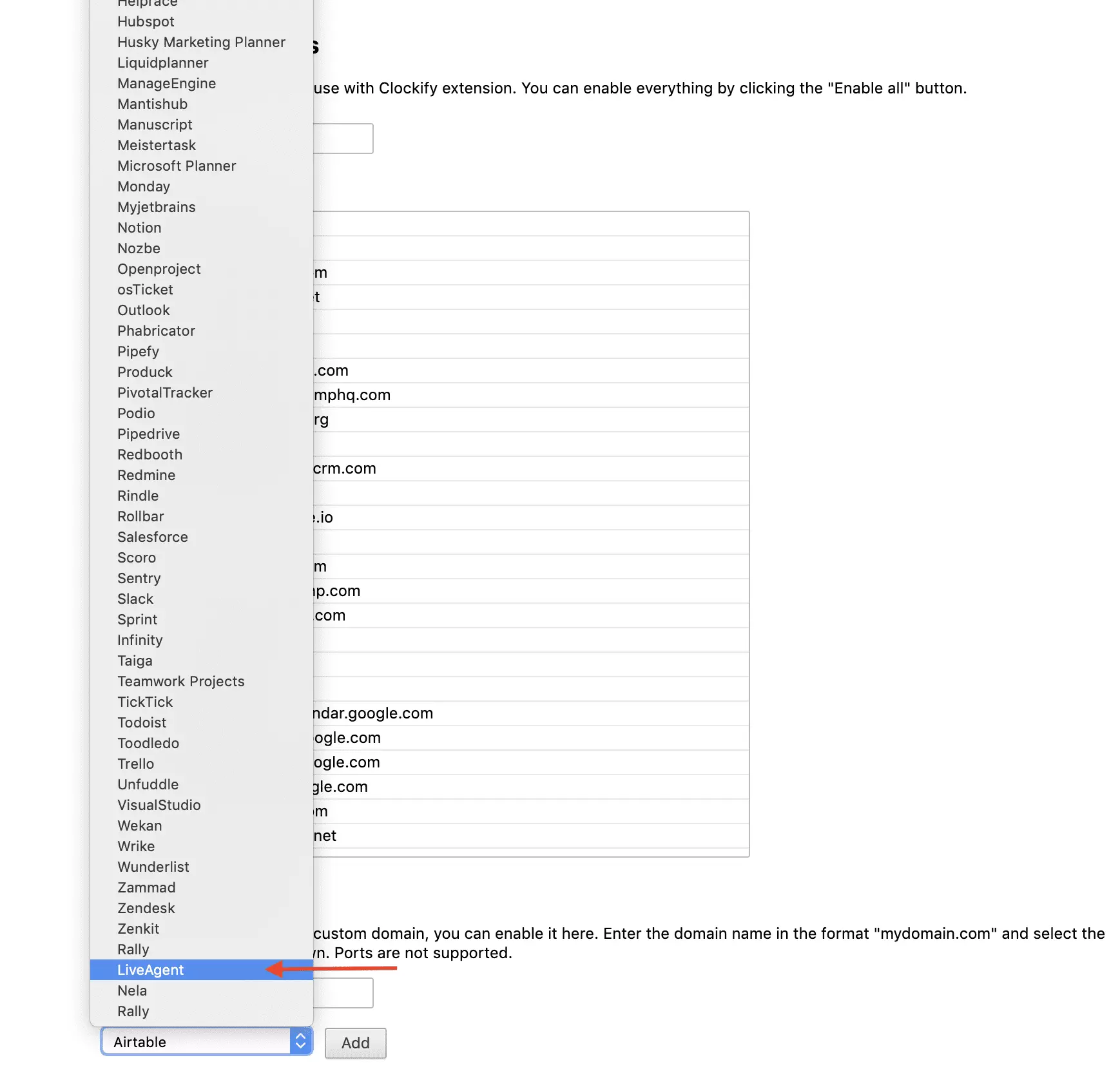 Integracja Clockify LiveAgent