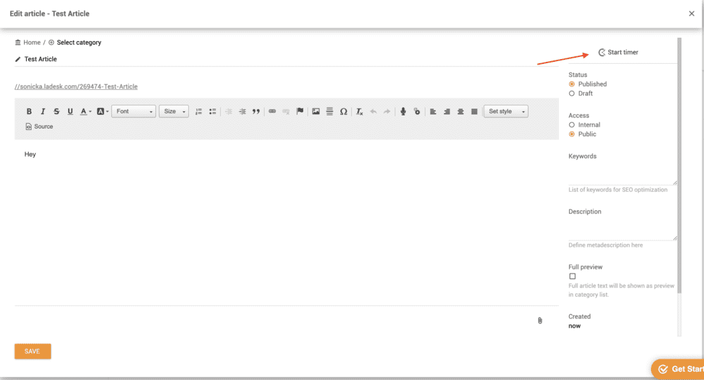 Timer Clockify w bazie wiedzy
