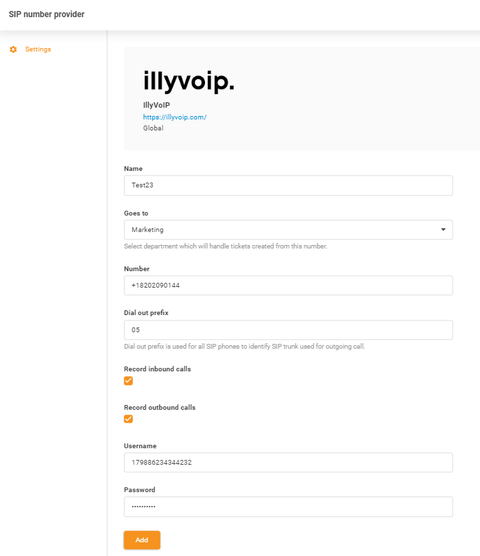 Poświadczenia IllyVoIP