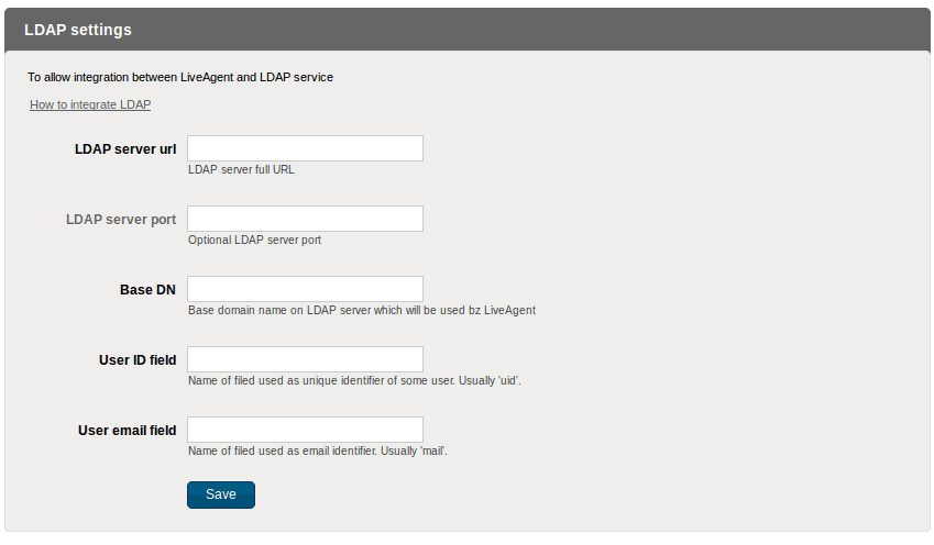 Okno konfiguracji LDAP