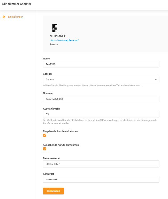 Dane uwierzytelniające NETPLANET