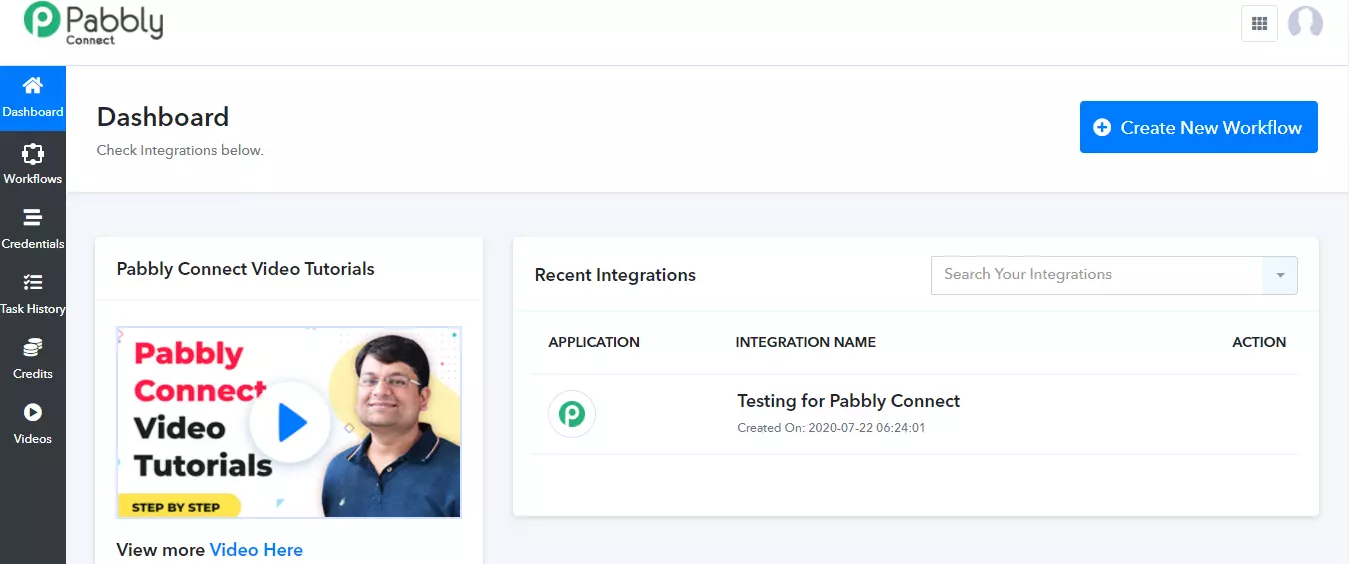Pulpit nawigacyjny użytkownika Pabbly Connect