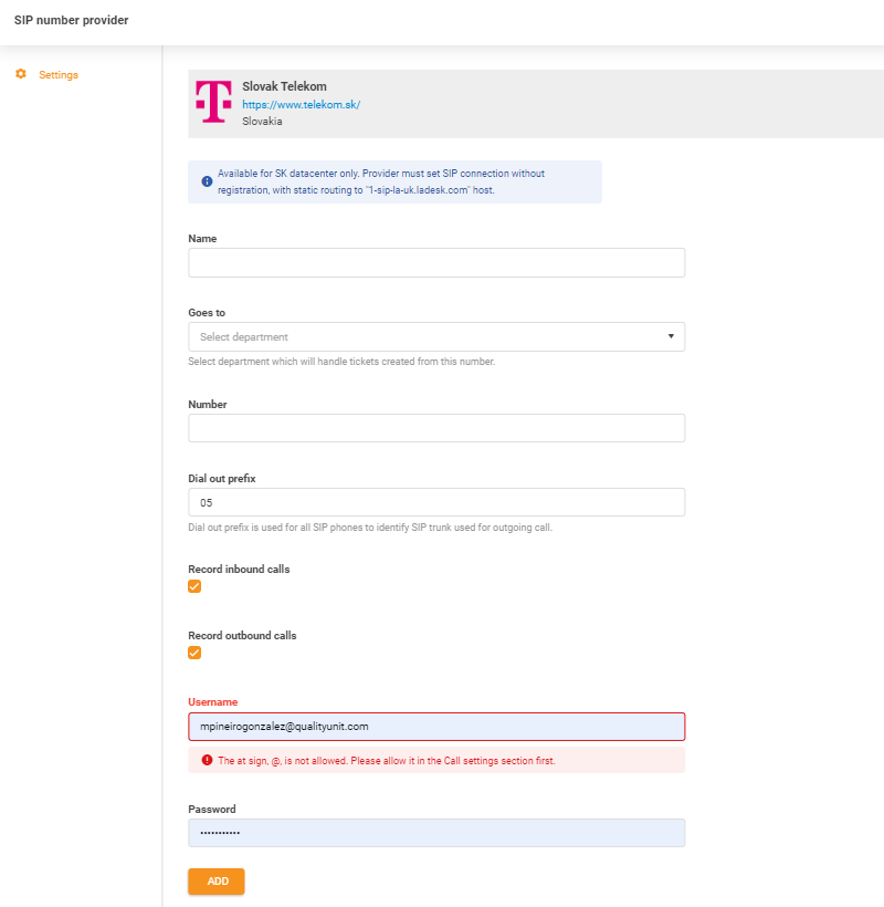 Dane uwierzytelniające Slovak Telekom