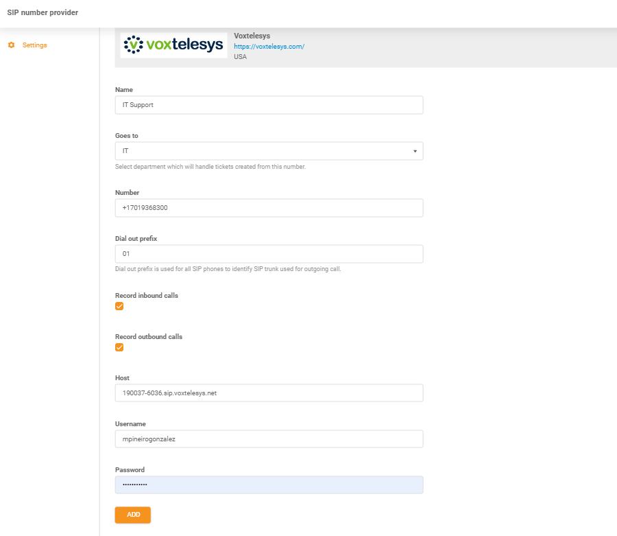 Voxtelesys credentials