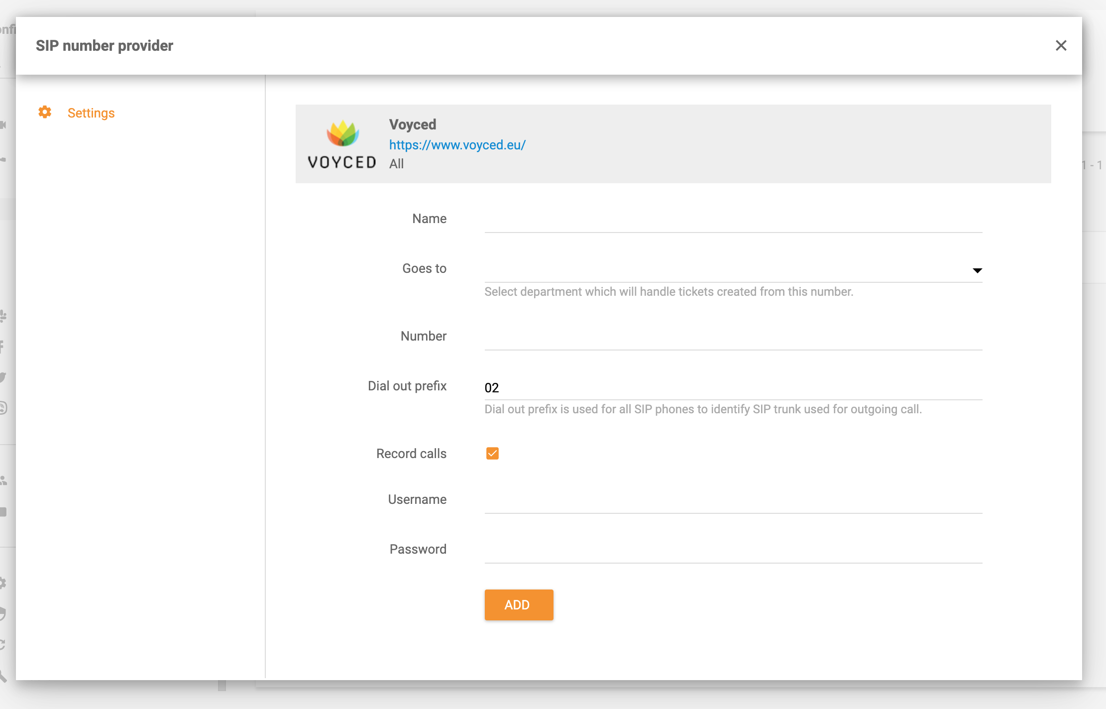Voyced integration in LiveAgent