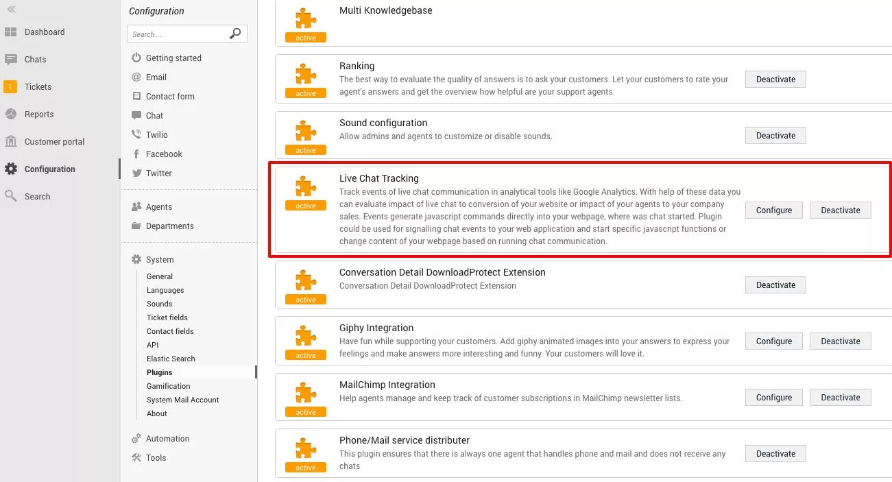 Śledzenie czatu LiveAgent