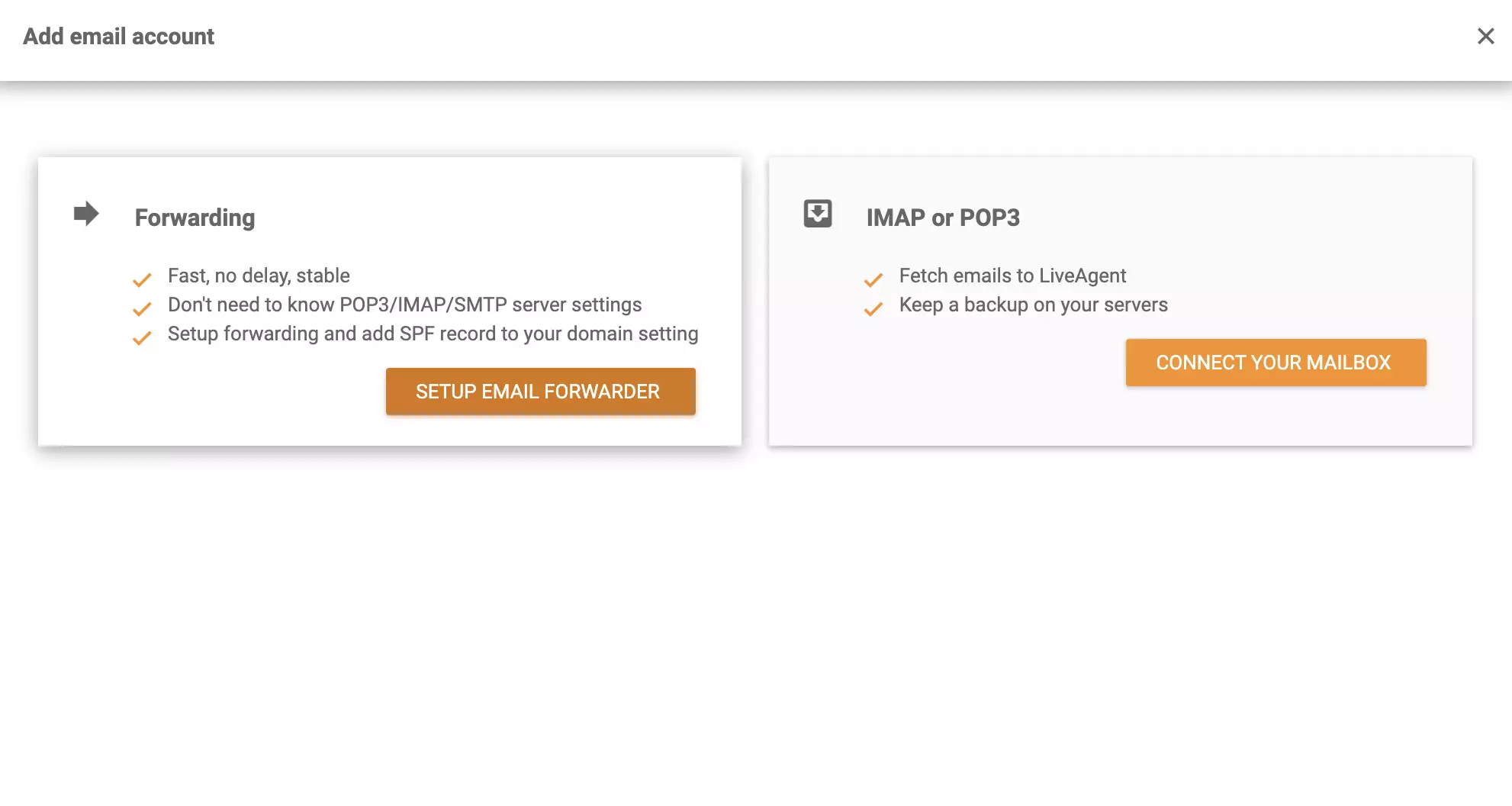 Wybierz między Przekierowaniem a IMAP lub POP3 dla integracji Zoho Mail