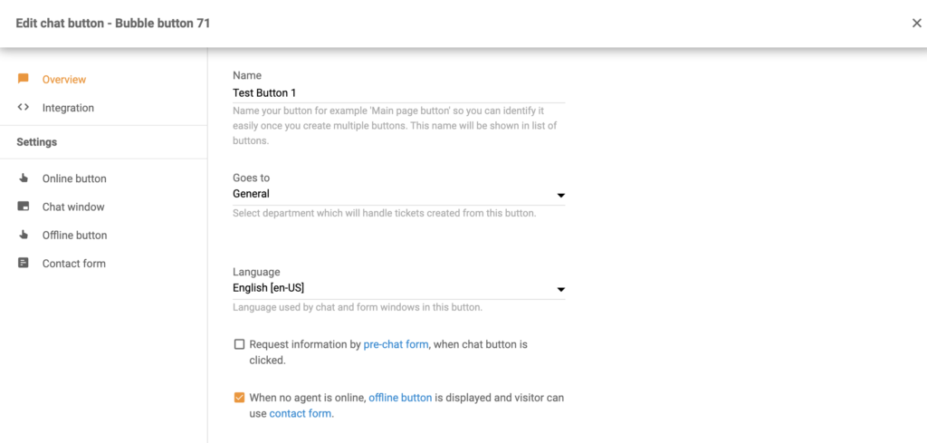 Konfiguracja przycisku czatu jako część integracji Volusion