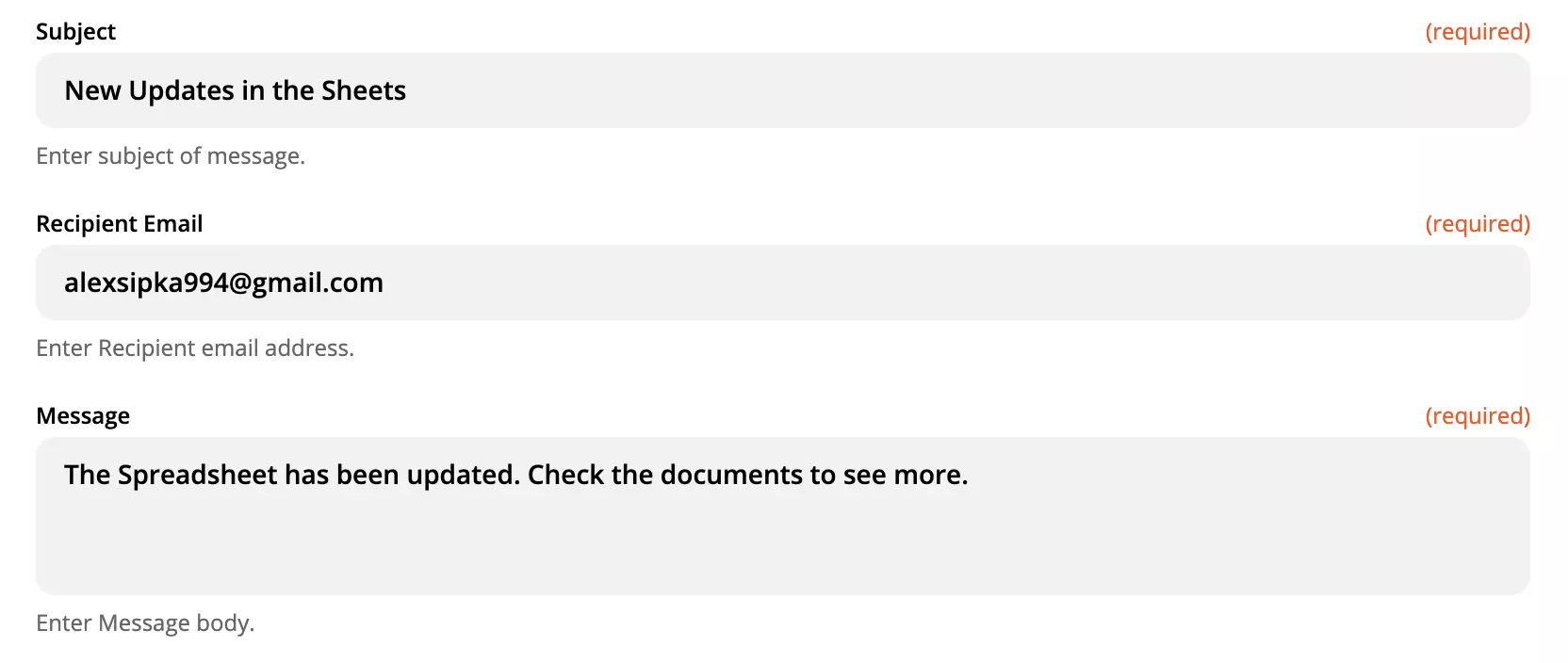 Przykład konfiguracji akcji LiveAgent z wypełnionymi polami