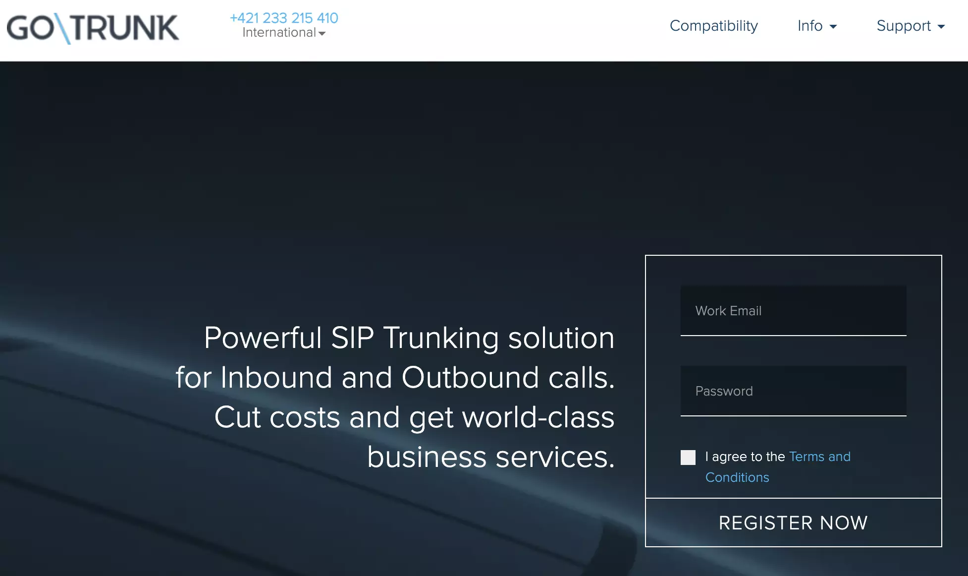 GoTrunk registration page