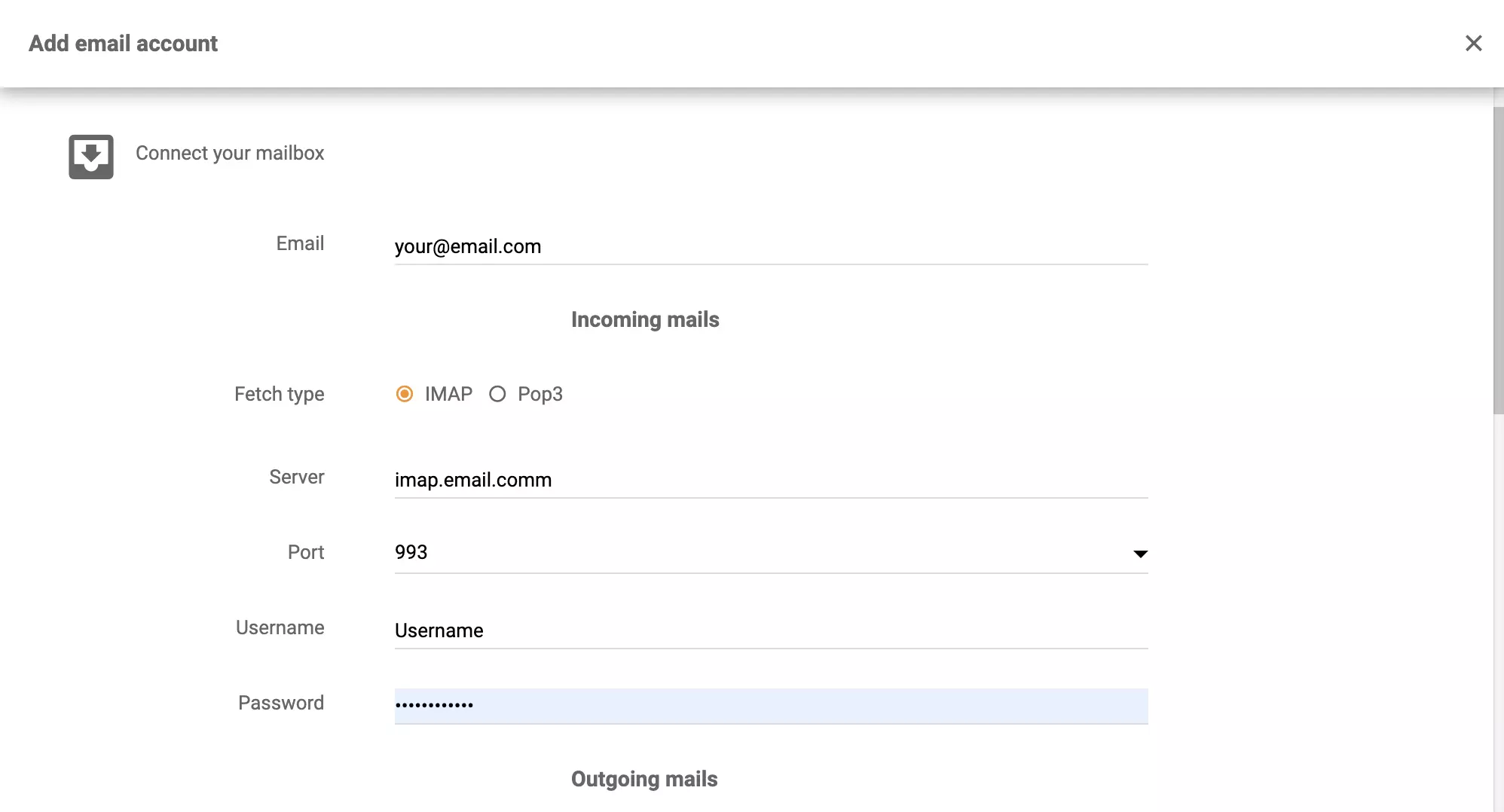 hMailServer integration configuration in LiveAgent
