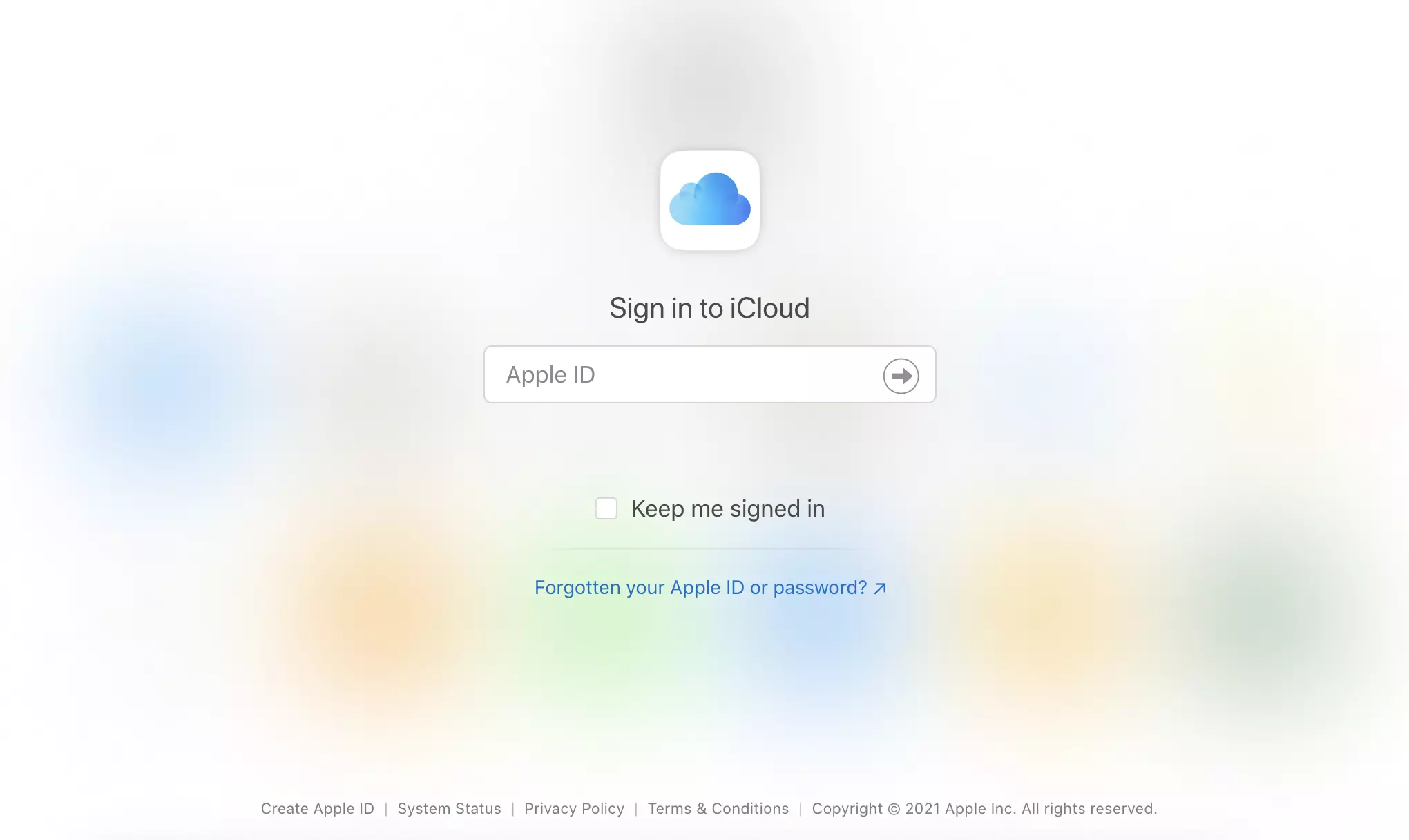 Strona internetowa iCloud z opcjami logowania