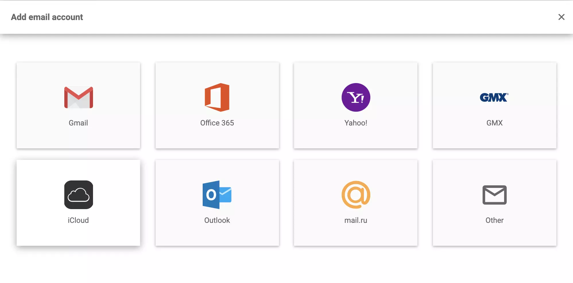 iCloud w ustawieniach poczty e-mail LiveAgent