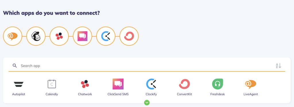 Zdjęcie pokazujące możliwości połączeń aplikacji za pomocą Integrately
