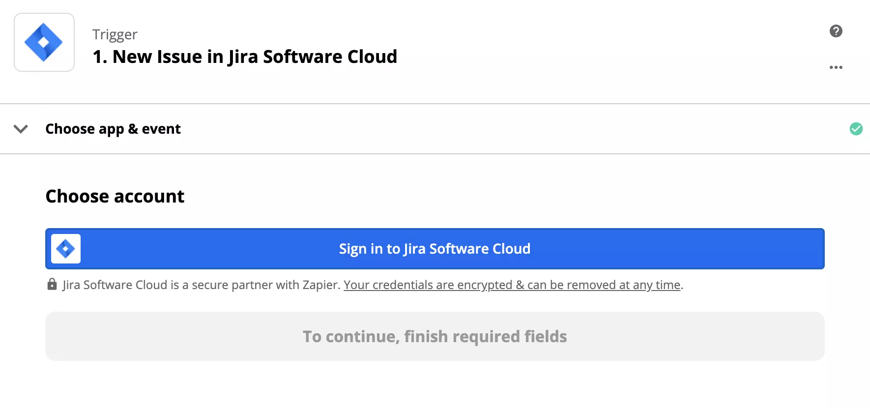 Konfiguracja wyzwalacza Jiry w Zapier