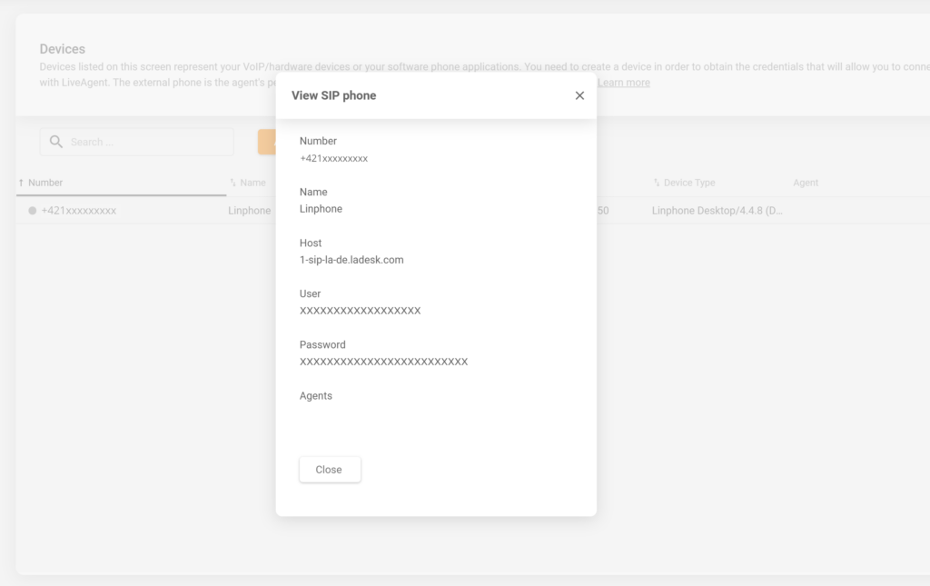 Konfiguracja urządzenia SIP LiveAgent