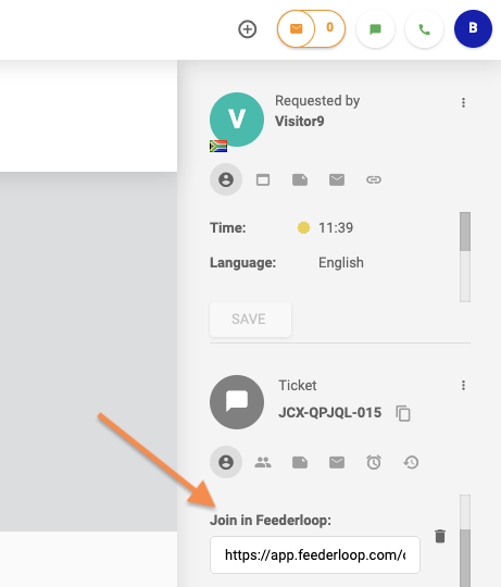 LiveAgent Feederloop integration inside ticket