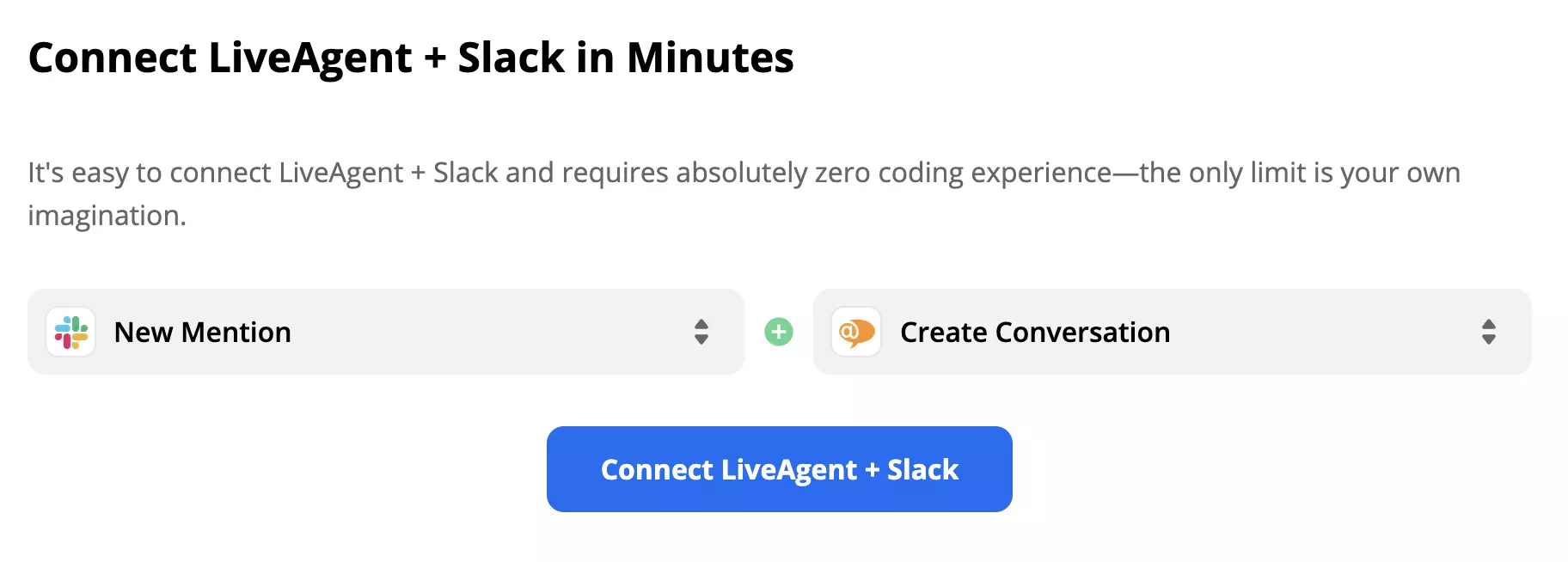 Wyzwalacz Slack New Mention i akcja LiveAgent Create Conversation na Zapier