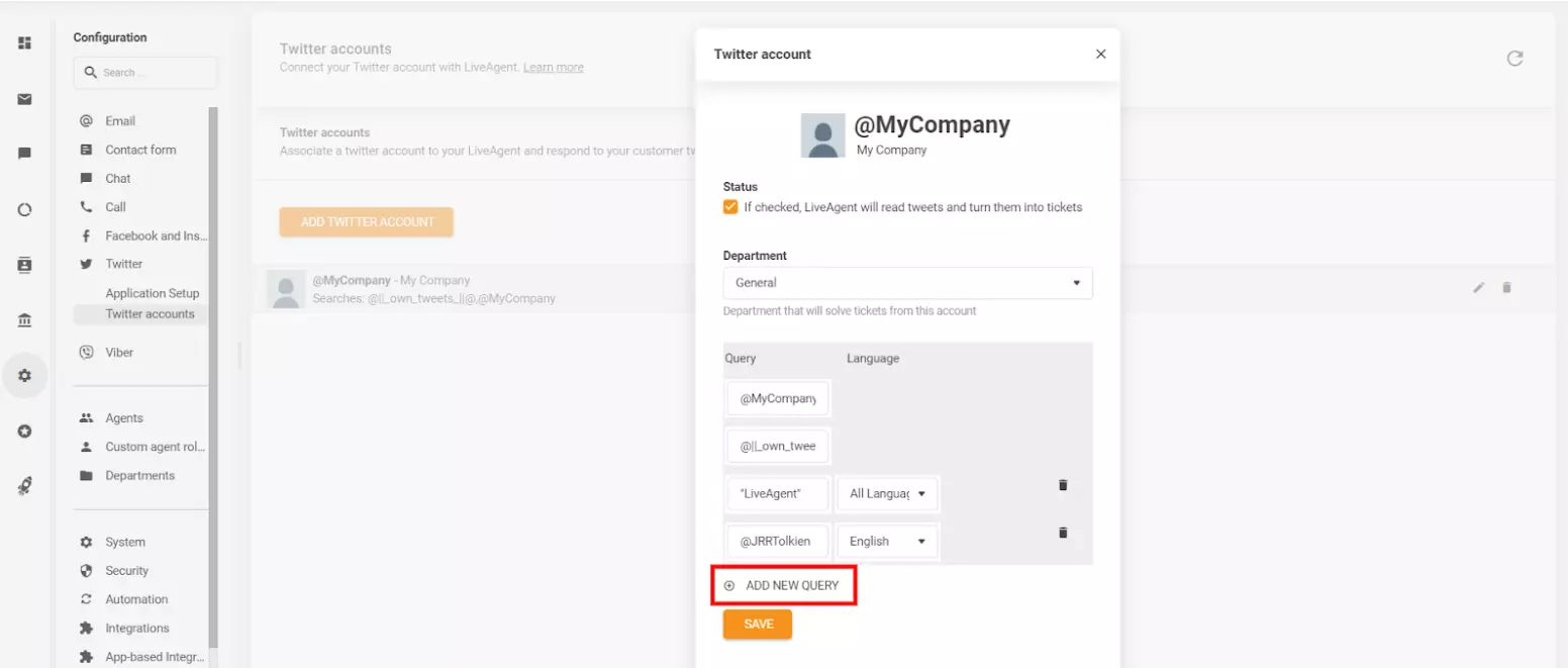 Obraz pokazuje, jak zdefiniować określone parametry i dostosować, które tweety (posty) chcesz przekonwertować na bilety