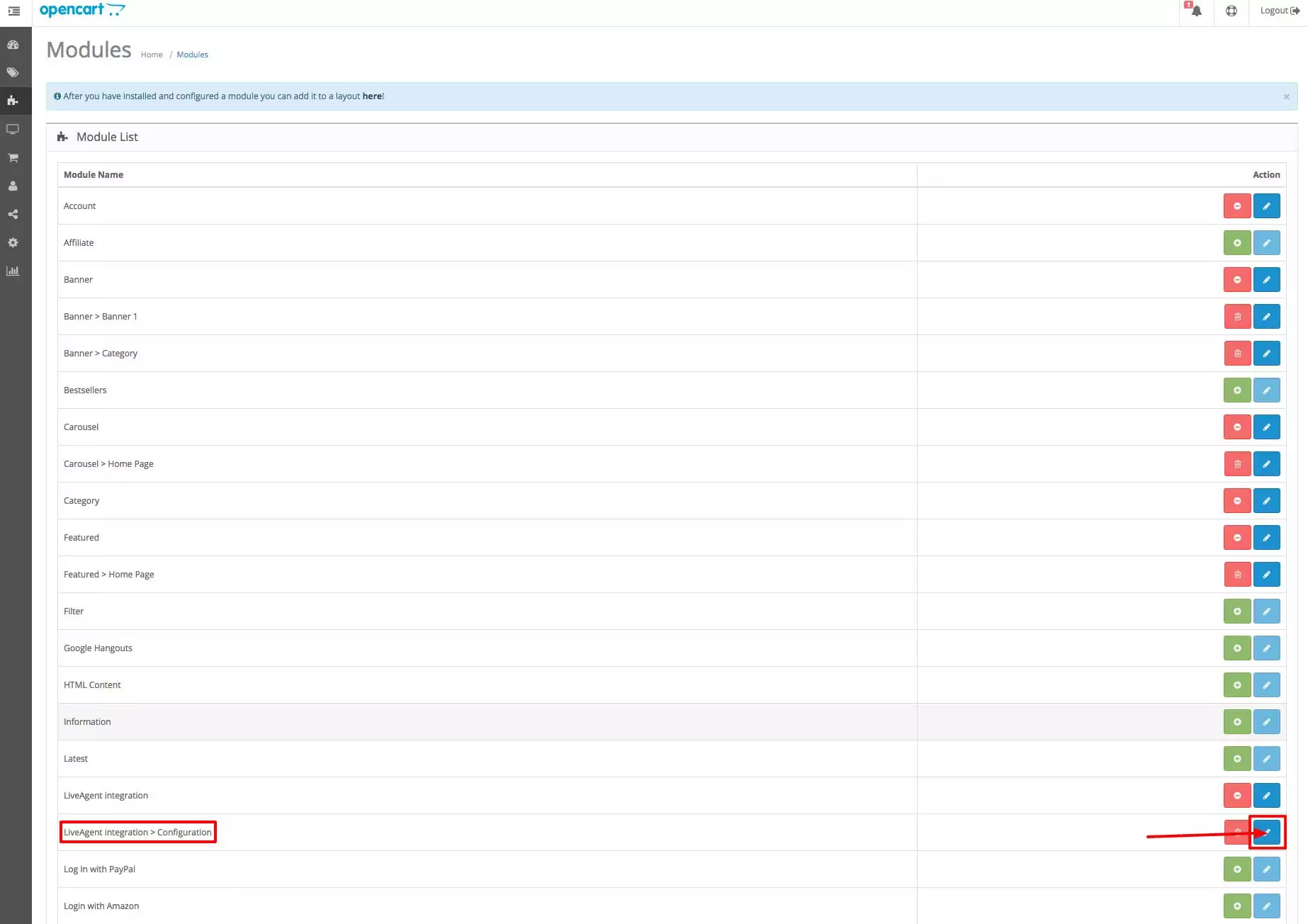 Integracja OpenCart LiveAgent - Konfiguracja