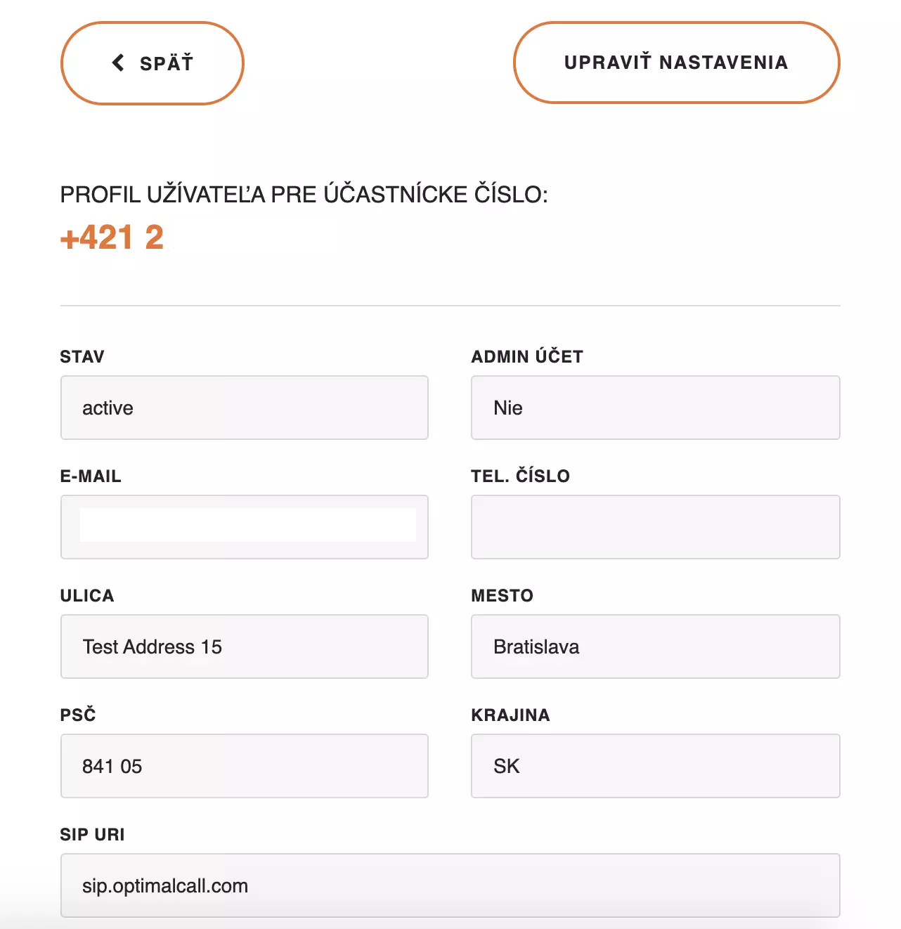 Informacje o profilu Optimal Call