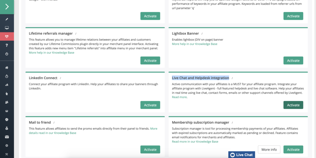 Lista funkcji z migracją Helpdesk