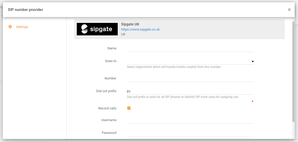 Integracja Sipgate w LiveAgent