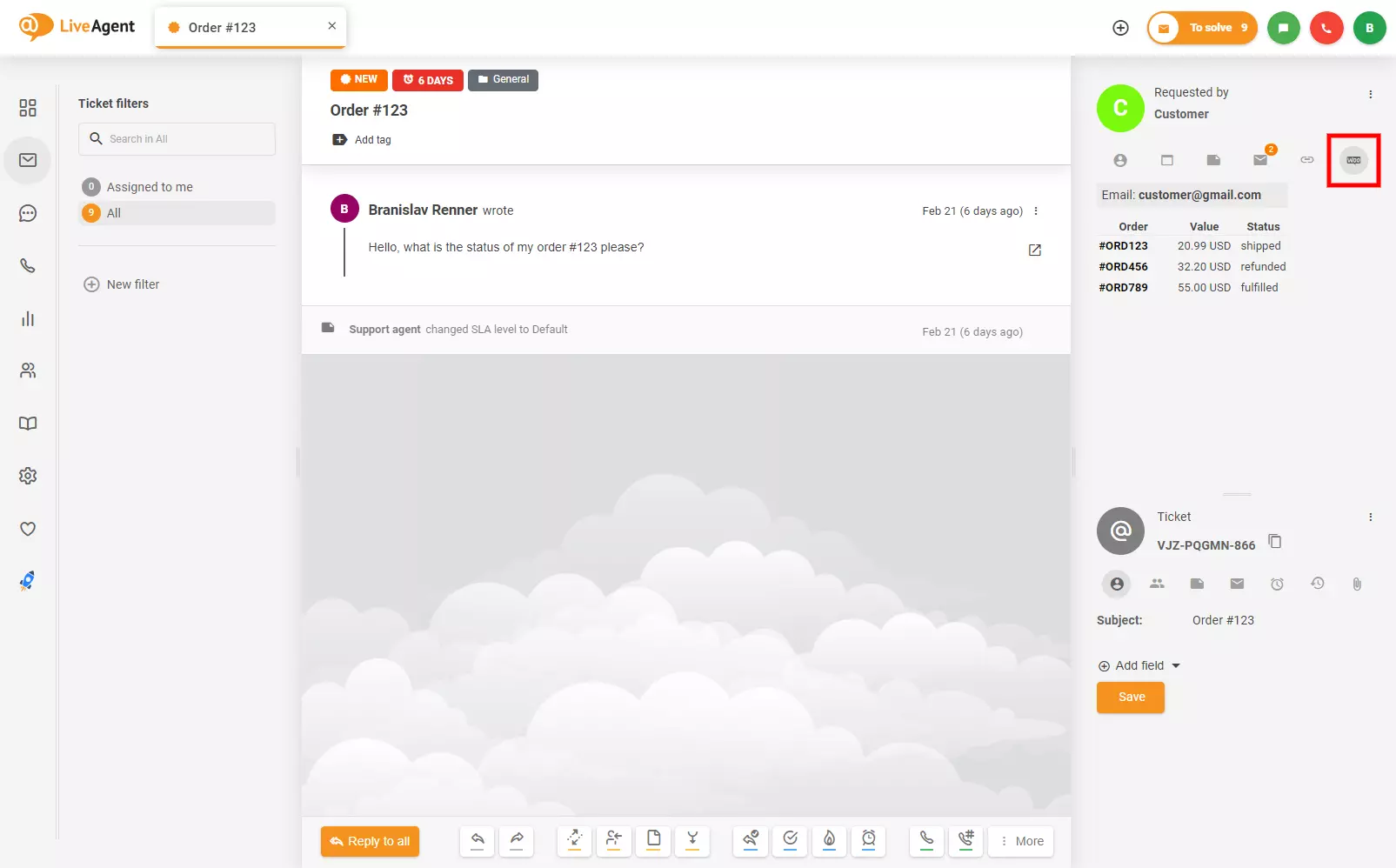 Gdzie znaleźć integrację Woocommerce w tickecie LiveAgent