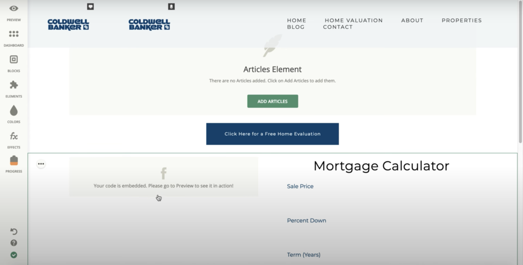 Konstruktor stron internetowych Zentap z wieloma opcjami w lewym panelu