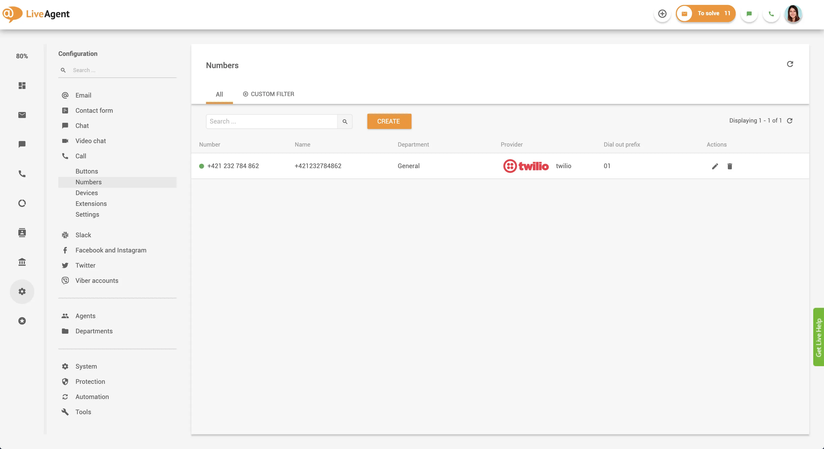 Interfejs połączenia numeru telefonu