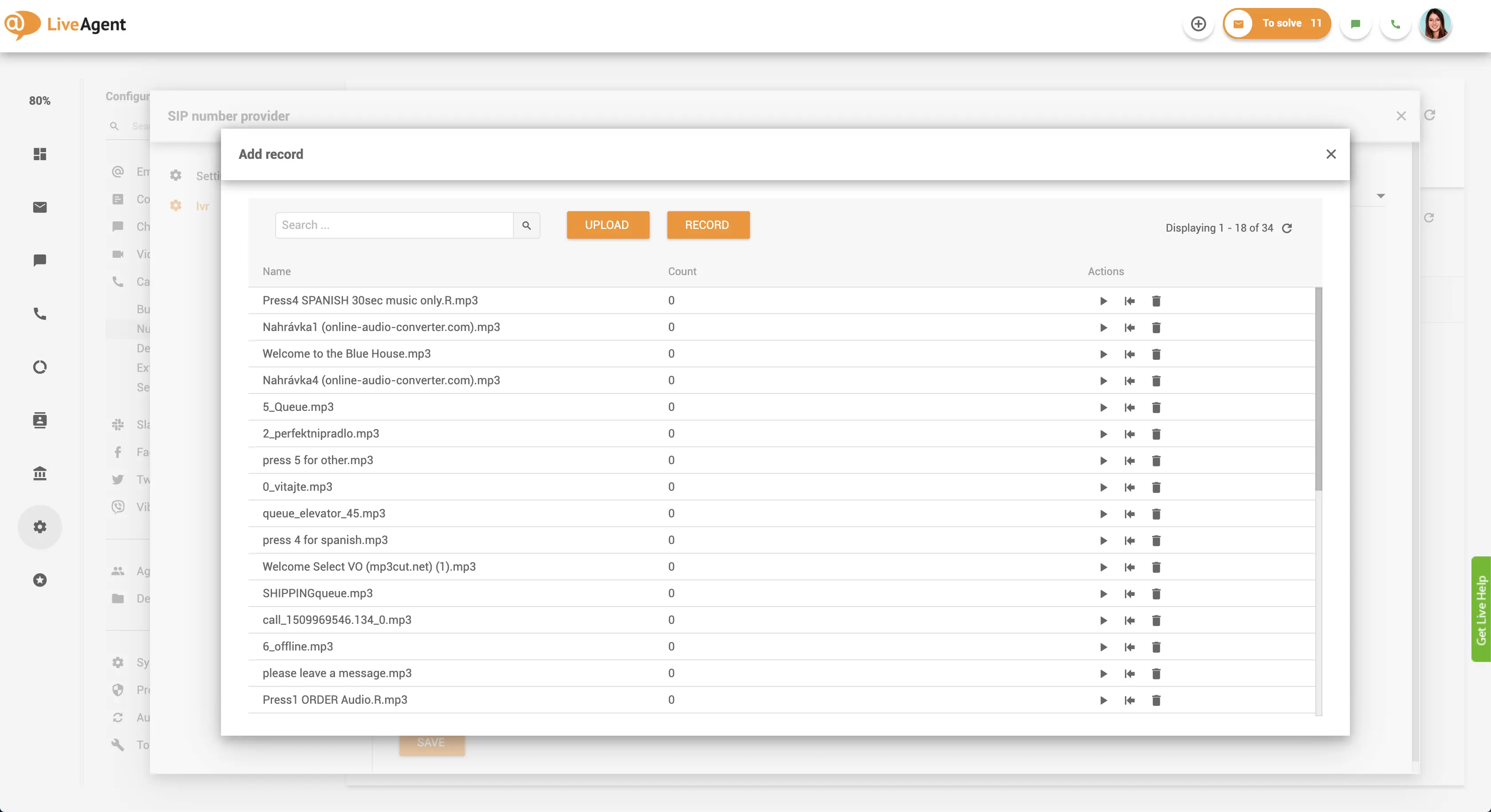 Interfejs przesyłania wiadomości IVR