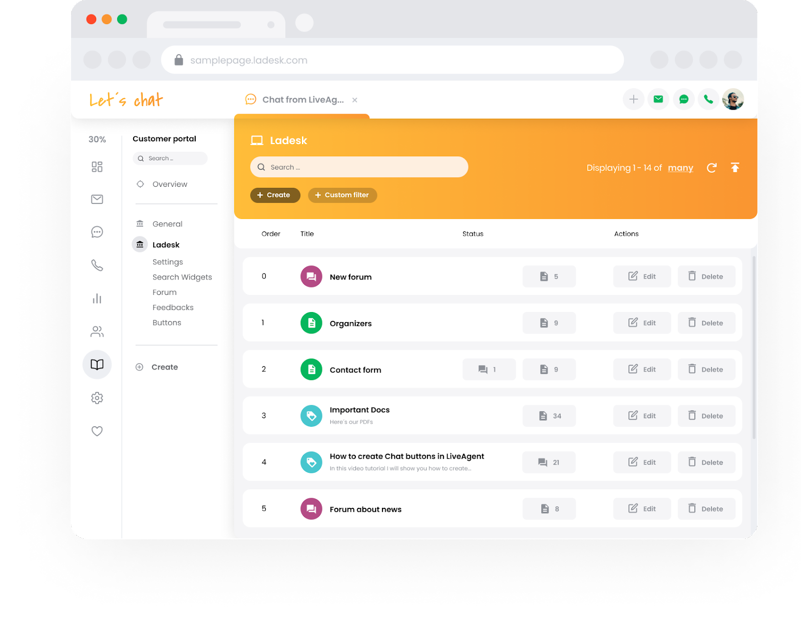 Portal wsparcia LiveAgent – baza wiedzy