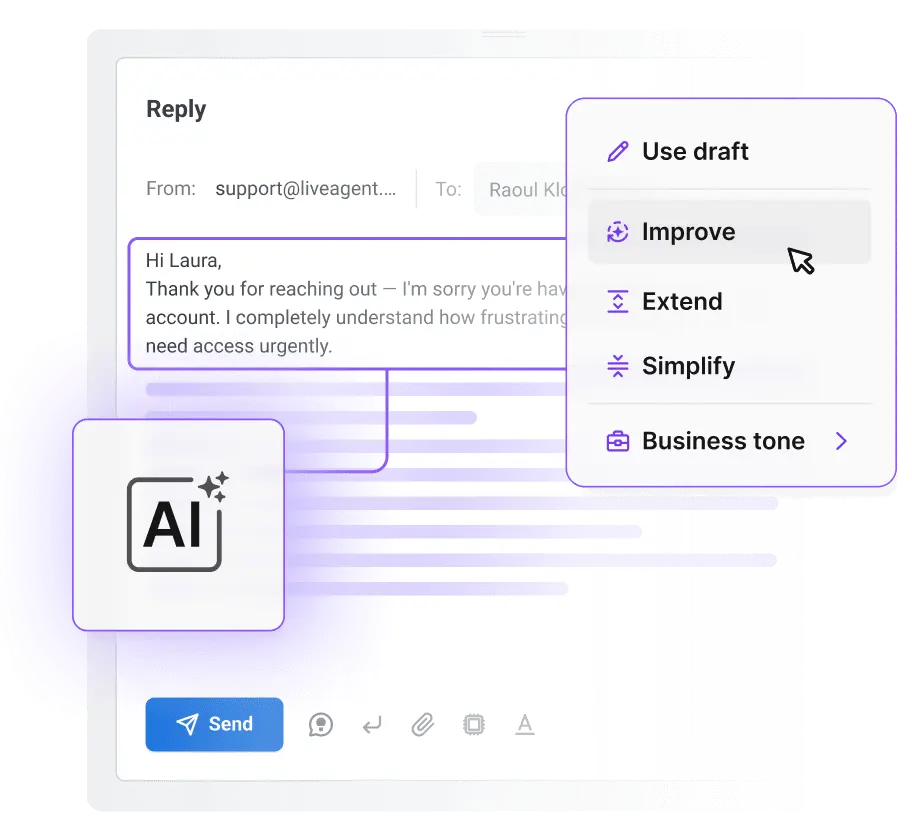 AI Answer Composer szkicujący odpowiedź help desk