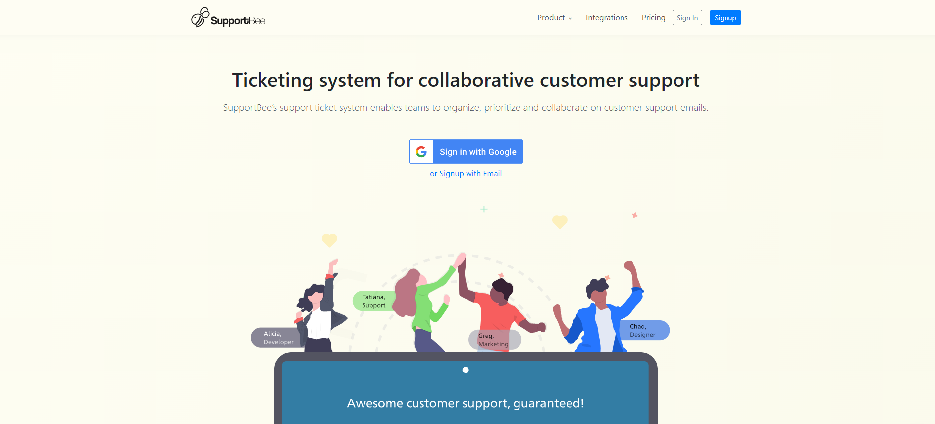 Strona główna systemu obsługi zgłoszeń IT SupportBee