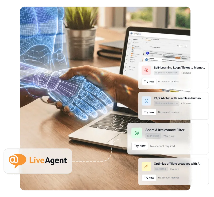 Zaktualizuj wersję próbną LiveAgent i otrzymaj 33% zniżki z Agentami AI