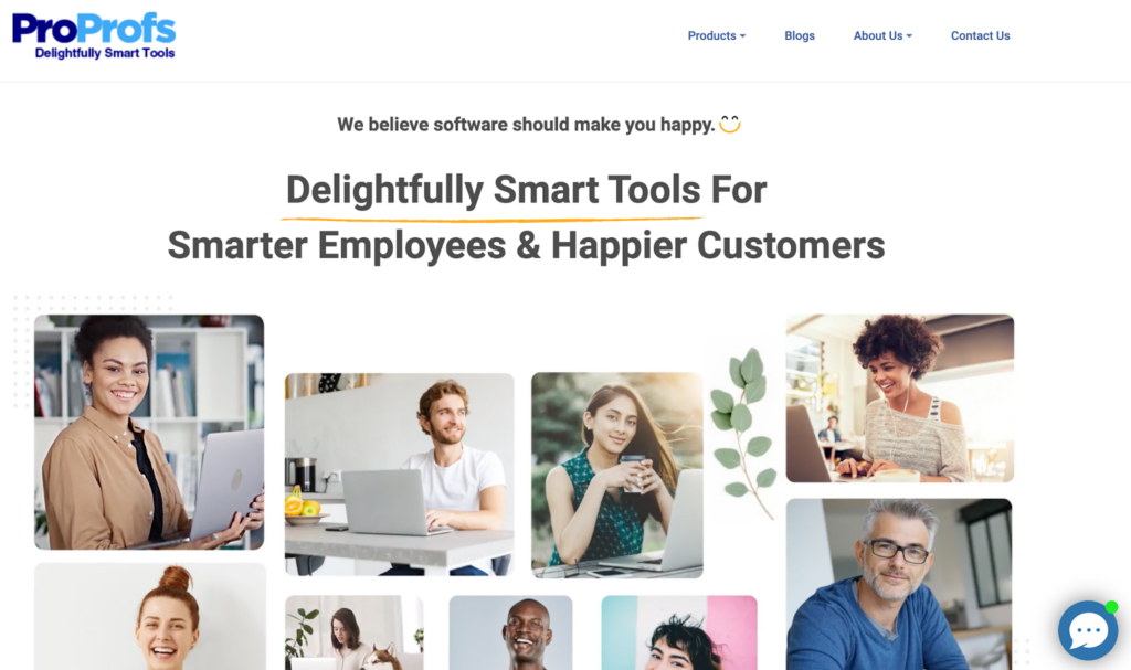 Strona główna oprogramowania bazy wiedzy ProProfs