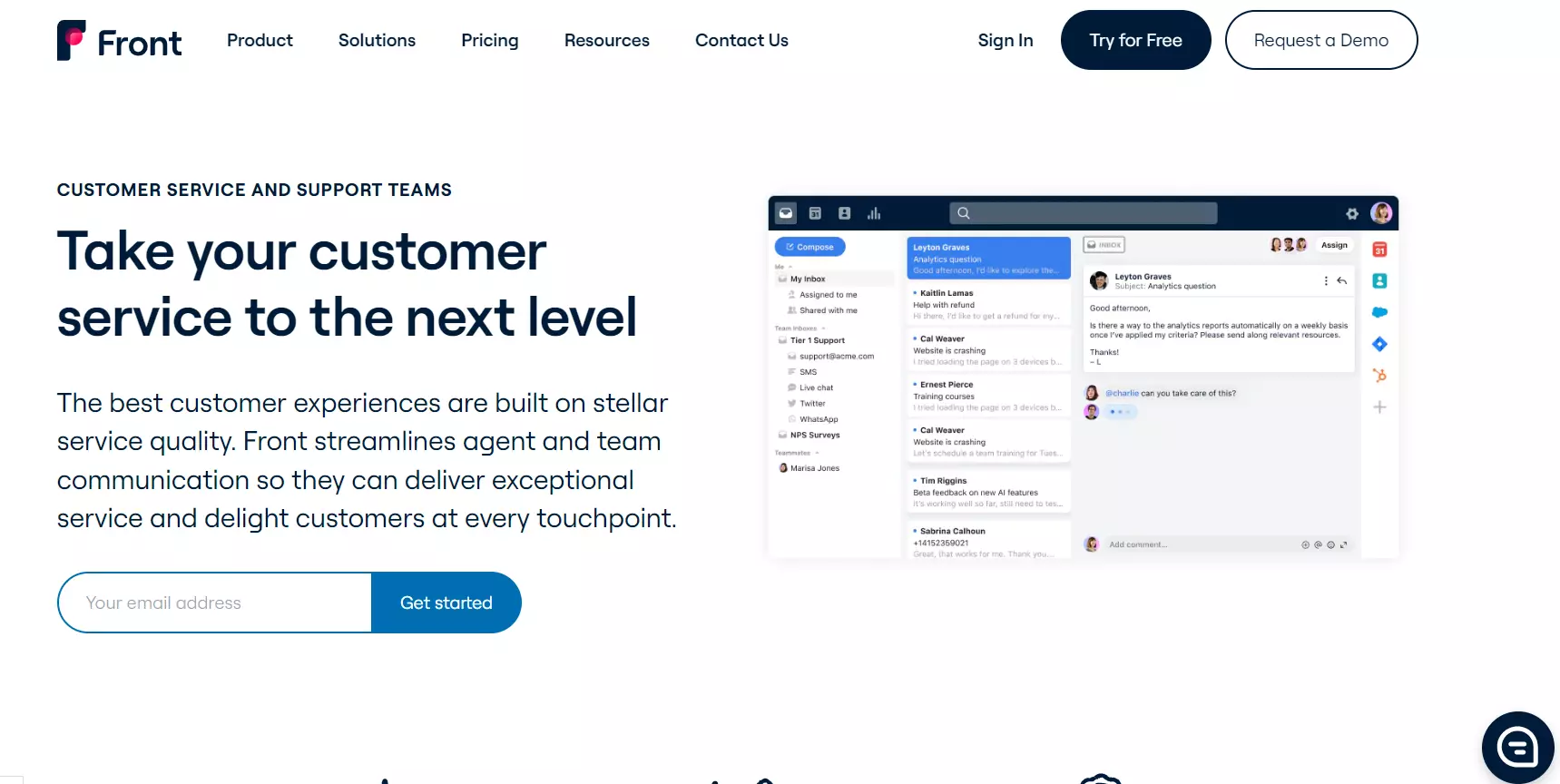 Strona główna obsługi klienta Front