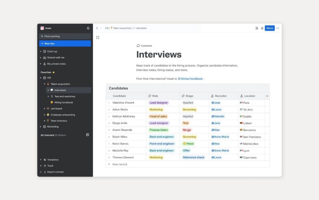 Przykład bazy wiedzy używającej Slite