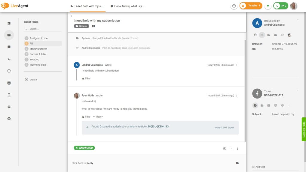 Odpowiadaj na komentarze na Facebooku bezpośrednio z LiveAgent
