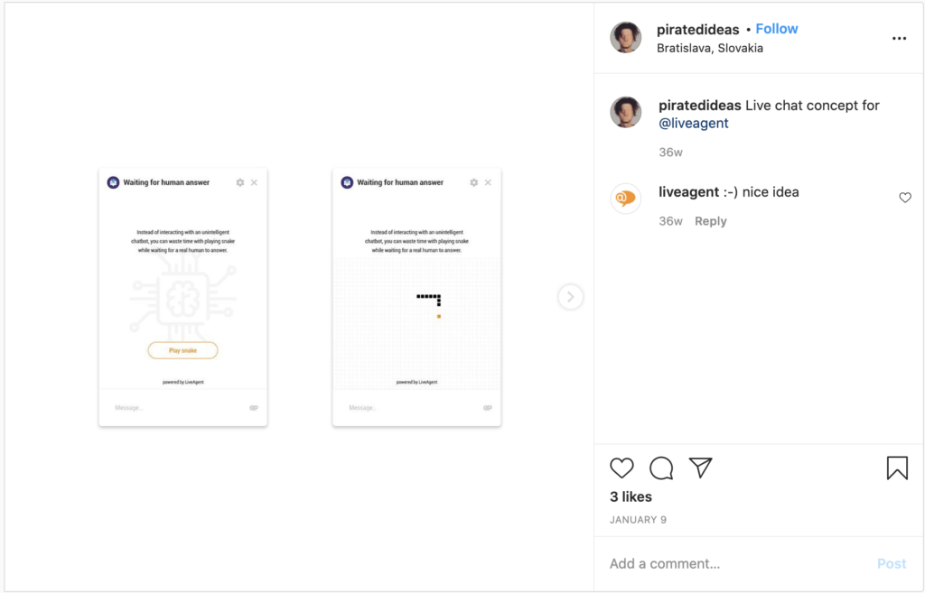 Wzmianka w komentarzu na Instagramie