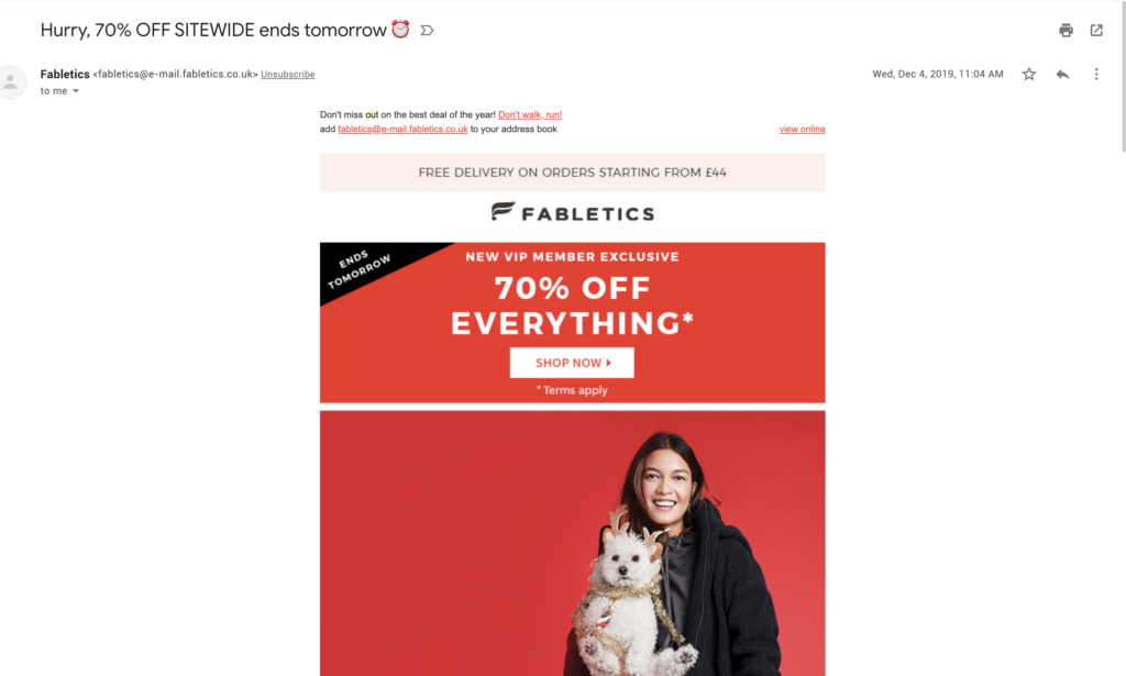 E-mail last chance Fabletics
