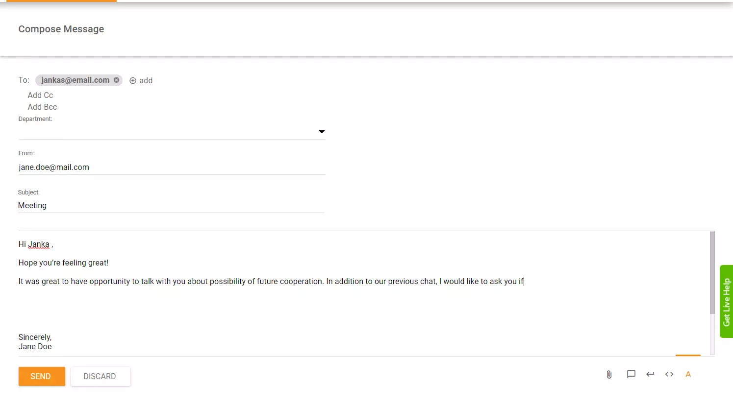 Email opening example