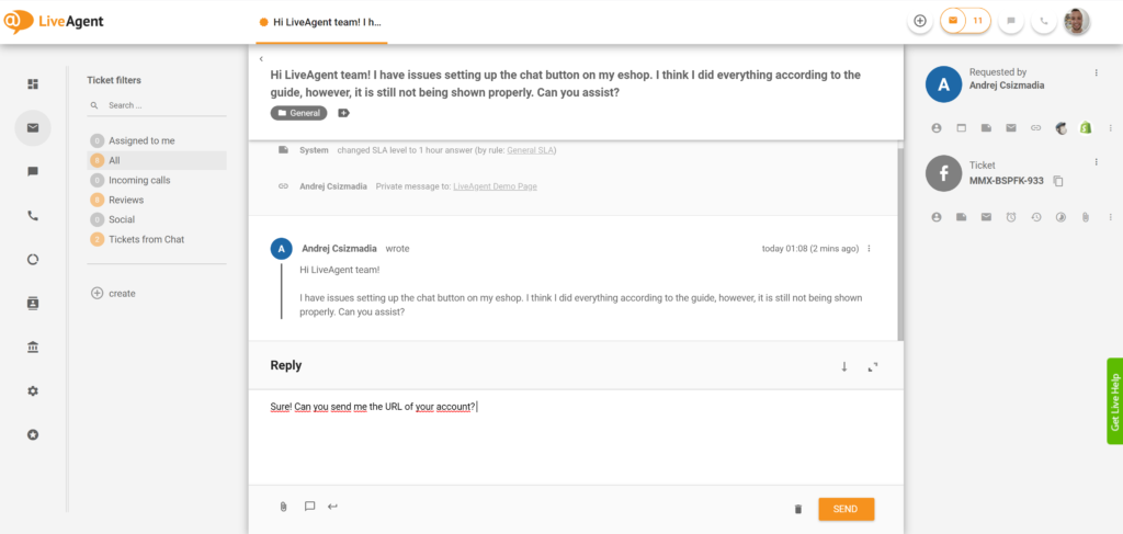 Odpowiadanie na wiadomości z Messengera na Facebooku z LiveAgent