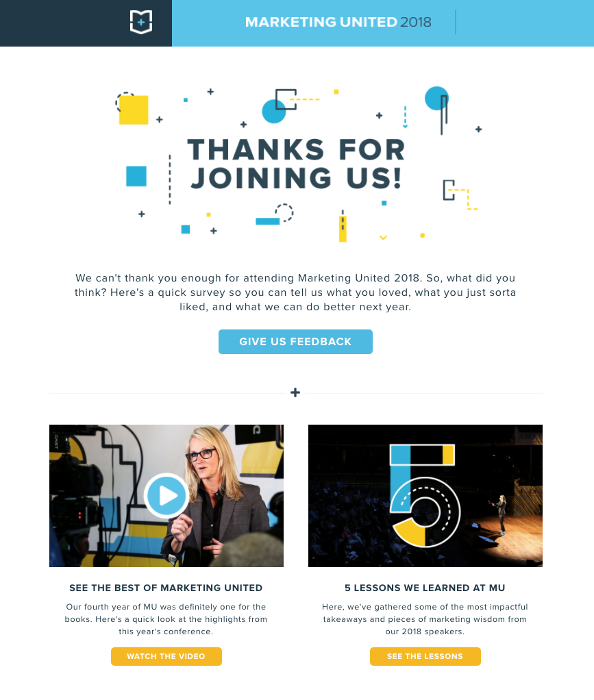 Marketing unit event follow up email example