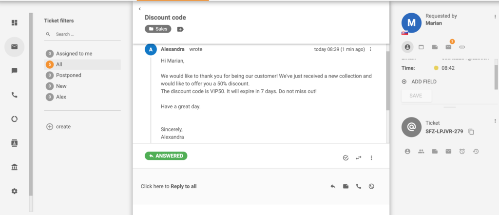 Przykład zgłoszenia oferta kodu rabatowego