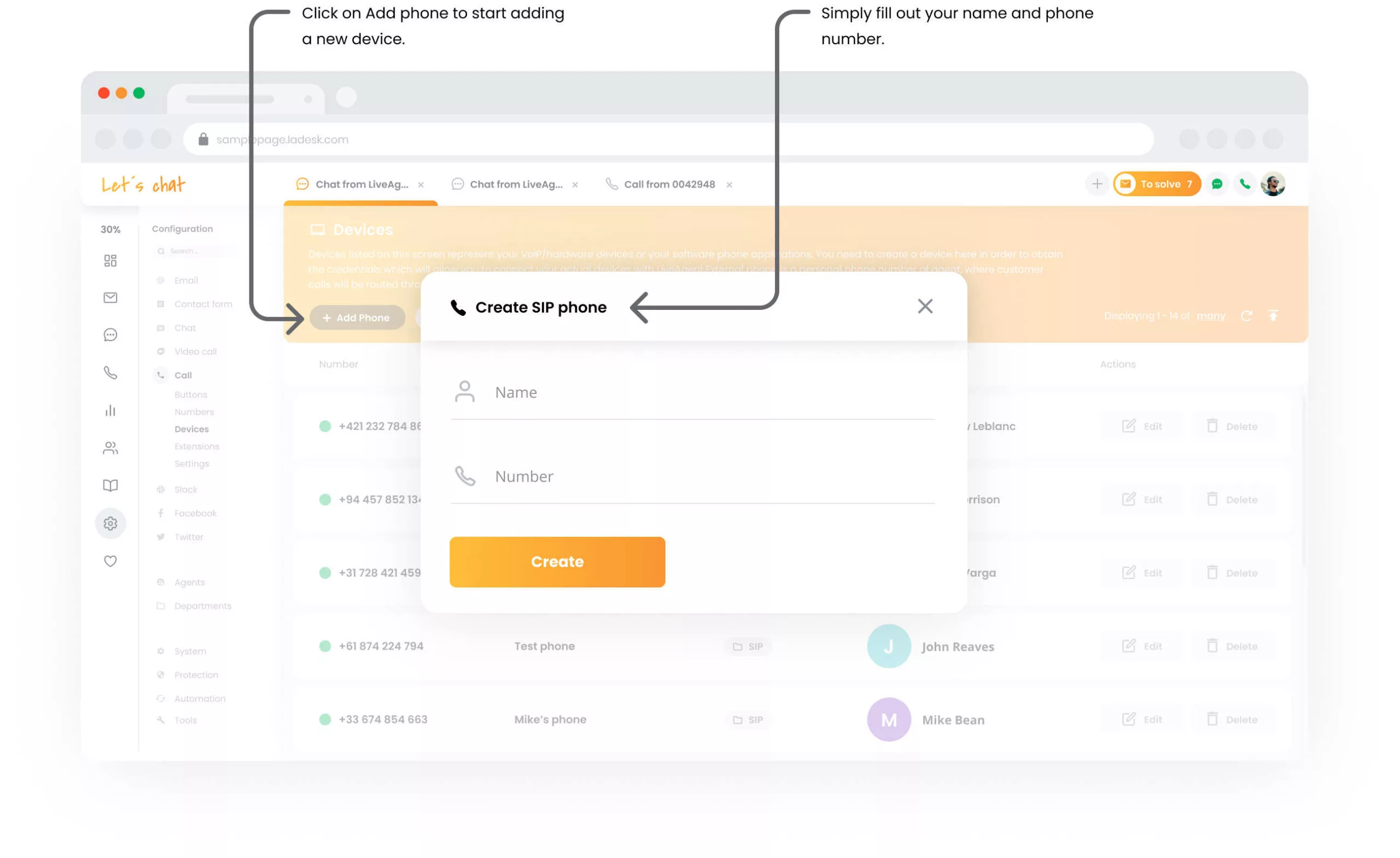 Urządzenia do rozmów LiveAgent