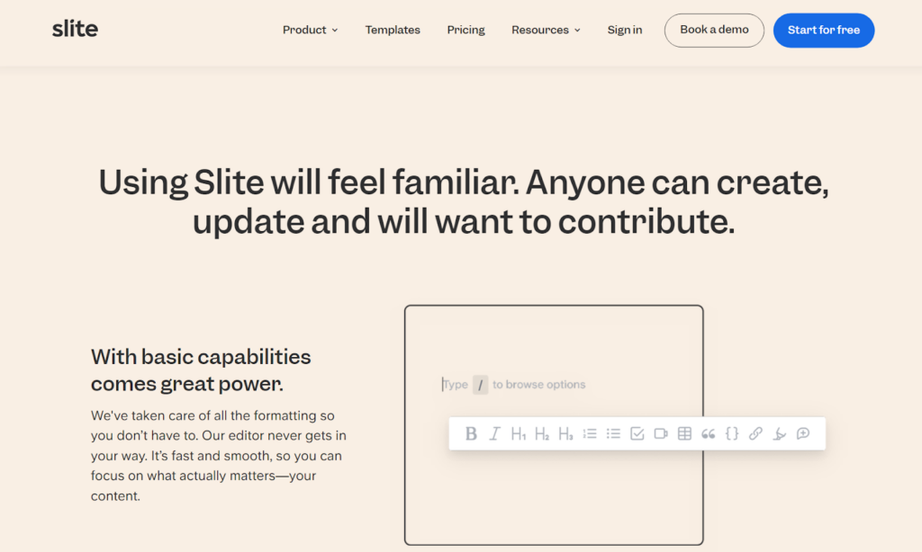 Strona główna bazy wiedzy Slite