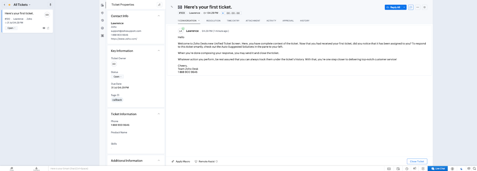 Środowisko ticketów Zoho Desk
